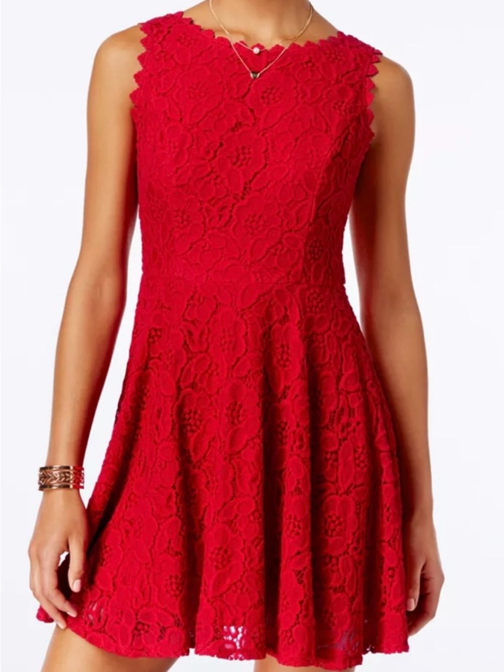 City Studio Red Lace Skater Dress juniors size 1 
New with tags